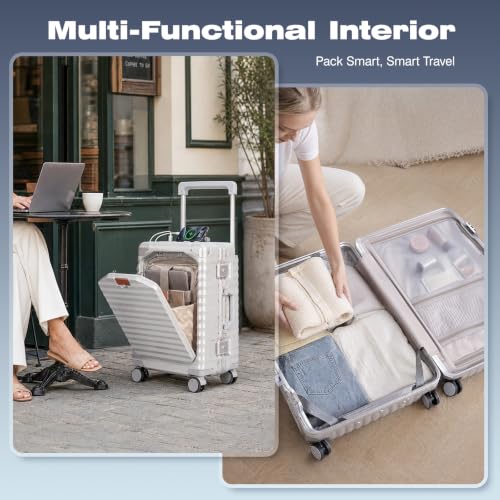 QIMER 20 Inch Carry on Luggage with Aluminium Frame, Gold by QIMER - Used condition - Image 6