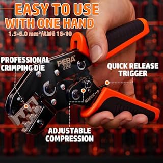 PEBA Set di Pinze Crimpatrici per Pannello Solare 1,5-6,0 mm², Cavo PV, Con Spina, Spelafili, Tagliacavi, Chiavi e Cassetta Degli Attrezzi