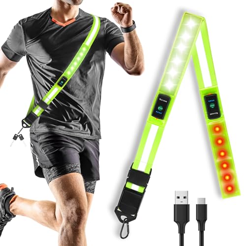 CHIMONA Luz para correr con reflectores, cinturón reflectante, lámpara LED para correr