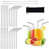 BGMAXimum 20 Pack Reusable Stainless Straws, 6-inch Short Drinking Straw Stainless Steel, Portable Straw for Cocktails Travel Kid, Metal Cocktails Straw With Cleaning Brush and Carry Bag