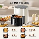 Air Fryer 12-in-1,Large Air Fryer 6QT, Square Airfryers Non Toxic, Cooking, Fries, Custard, Chicken Wings, Sea Food, Vegetabels, Nonstick & Easy-Clean Basket, Beige