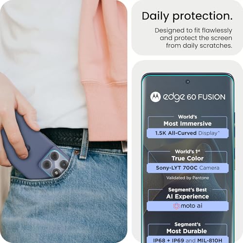 Image of FIRST MART HD+ UV Tempered Glass Camera Lens Compatible for Motorola Moto Edge 60 Fusion 5G (6.67 Inch) With White Camera lances Guard & Installation Kit | Edge-To-Edge Protector Coverage | White