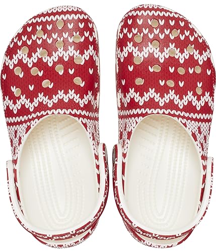 Image of Crocs Unisex-Adult Classic Graphic Clogs, Holiday Sweater Print, 4 Men /6 Women