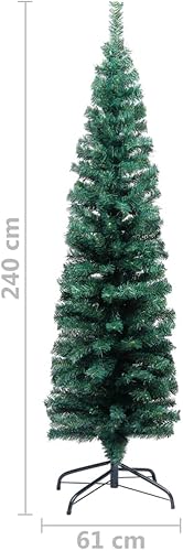Miniatura 8 de vidaXL Slim Artificial Christmas Tree 94.5" with LED Lights and Ball Set in Green and Gray - PVC, Steel, Plastic - Compact and Space-Saving -