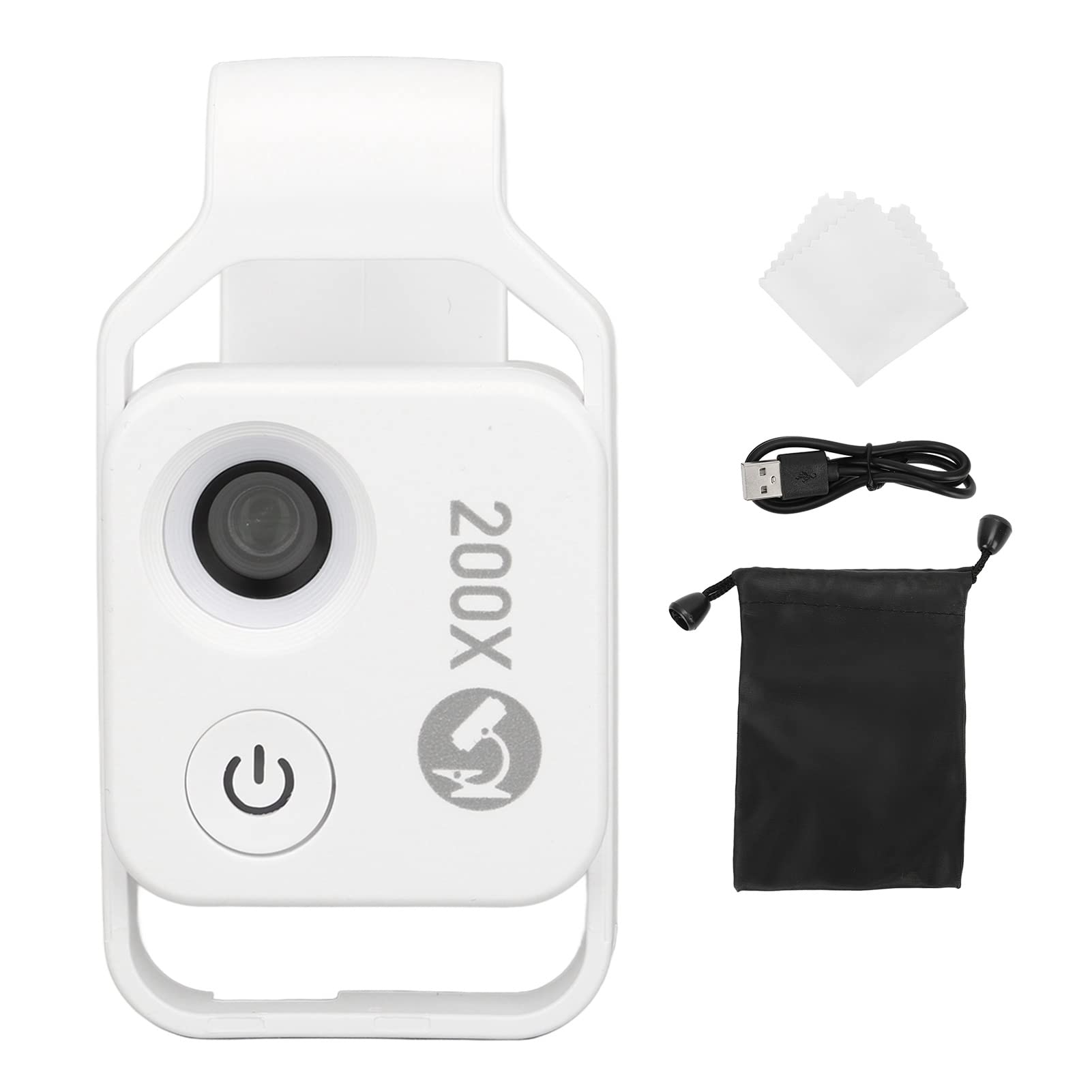 Cuifati 200X Teléfono Mini Microscopio, Clip-On con Luz LED (White)