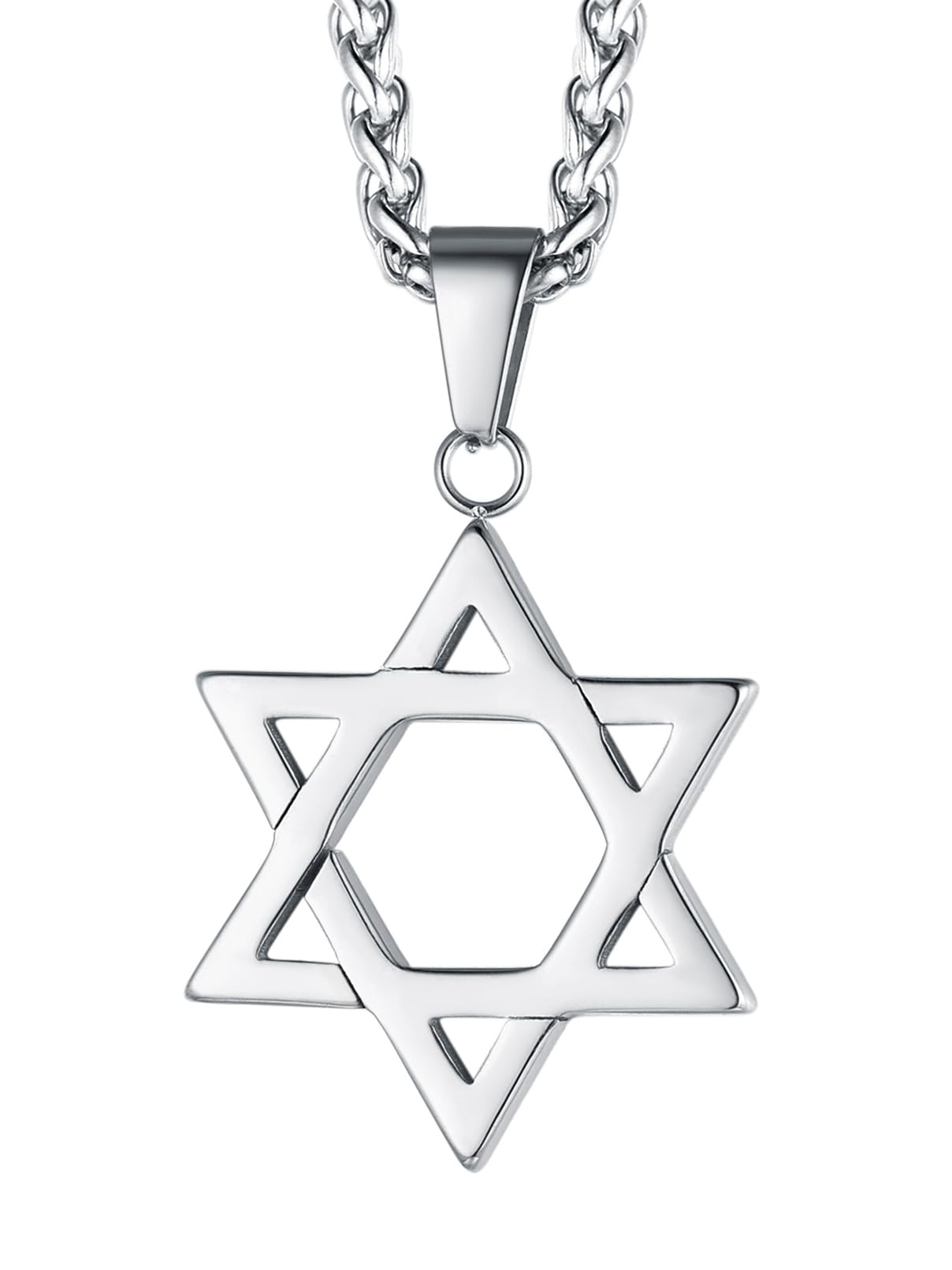 FaithHeart David of Star Necklace for Men Women, Jewish Star Pendant Necklace Stainless Steel Hebrew Amulet Jewelry, Gift Box, Stainless Steel, No Gemstone (B07XKKZCY2) Amazon Price History, Amazon Price Tracker