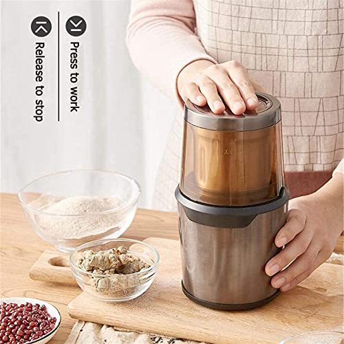 GEETAC Molinillo de café eléctrico, especias secas, nuez, molinillo de hierbas, taza desmontable, lavavajillas, acero… - Imagen 3