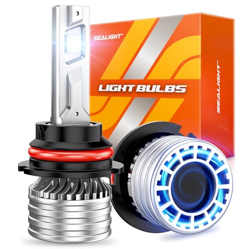 Image of SEALIGHT 9007 Bulbs, 120,000LM 17X Brightness, 9007 6500K White, IP68 Waterproof 80,000Hrs Lifespan, 5X Heat Dissipation Driving Bulbs, Plug and Play, 2 Pack