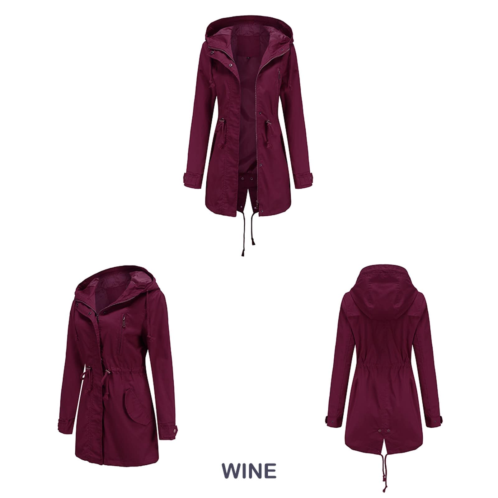 Generisch Chaqueta para silla de ruedas Active Outdoor Trench Windbreaker Abrigo con ligero, talla grande, chaqueta impermeable para mujer