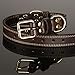 Genuine Leather Dog Collar with Alloy Buckle and Double D Rings (Large, Brown)