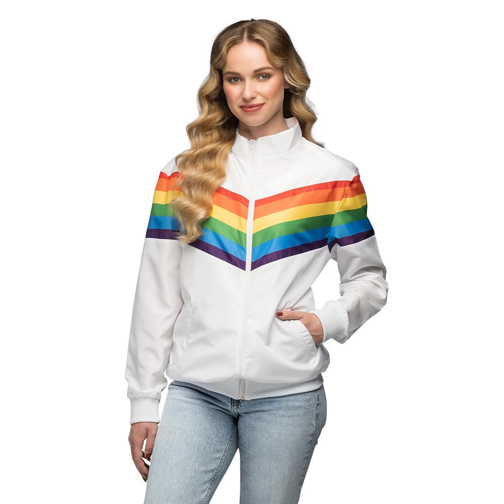 Boland - Vintage Rainbow Training Jacket for Women in Retro Style, Group Costume for Theme Party or Carnival