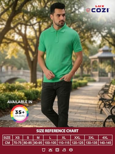 Image of Lux Cozi Men's Cotton Solid Polo Tshirt | Collar Tshirts | Half Sleeves | Stylish & Premium All Day Wear | Pack of 1