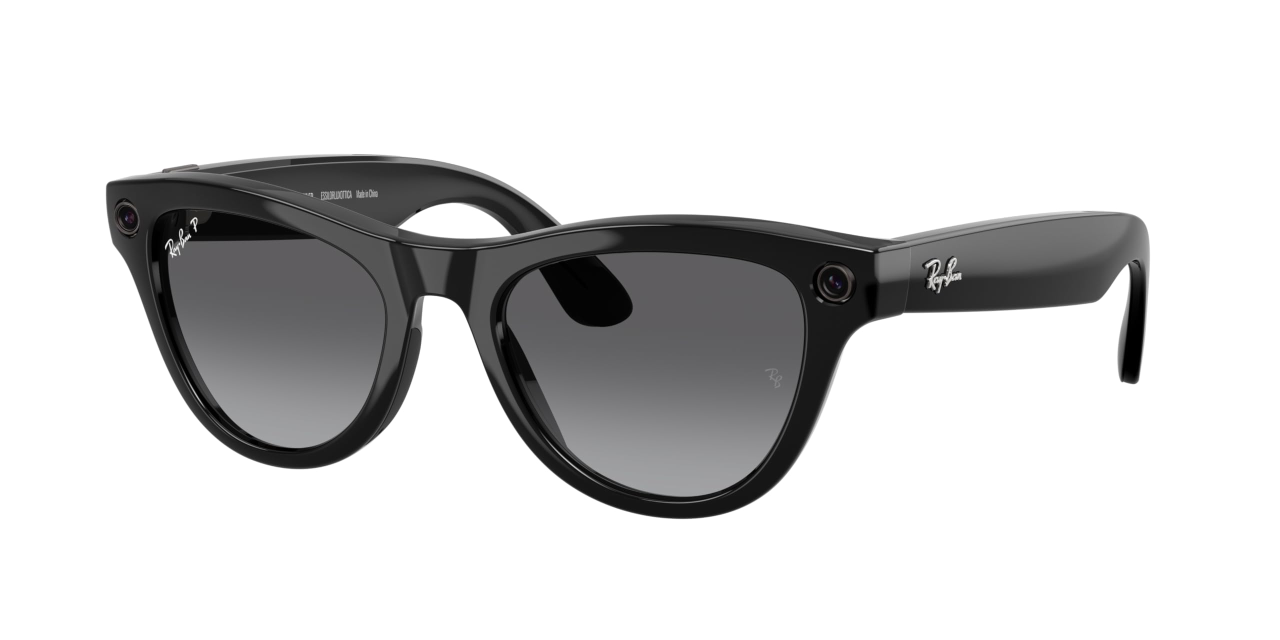 Ray-Ban Meta (Gen 2) Skyler AI Glasses for Men, Women — 12 MP Ultra-Wide Camera, 3K Ultra HD Video, Open-Ear Audio, Meta AI — 2X Battery Life — Shiny Black/Polar Gradient Graphite Lenses