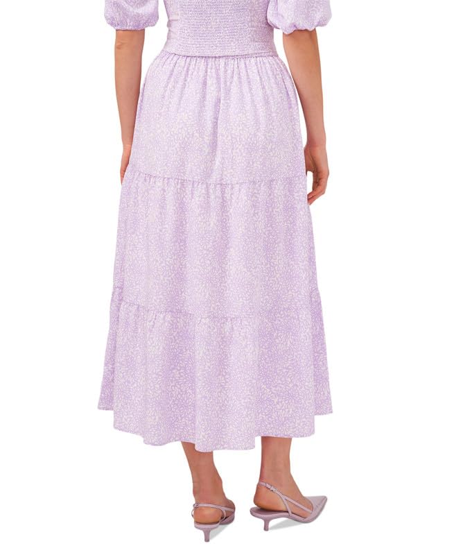 Riley & Rae Women's Printed Tiered Midi Skirt (Lilac Petal, Medium)2