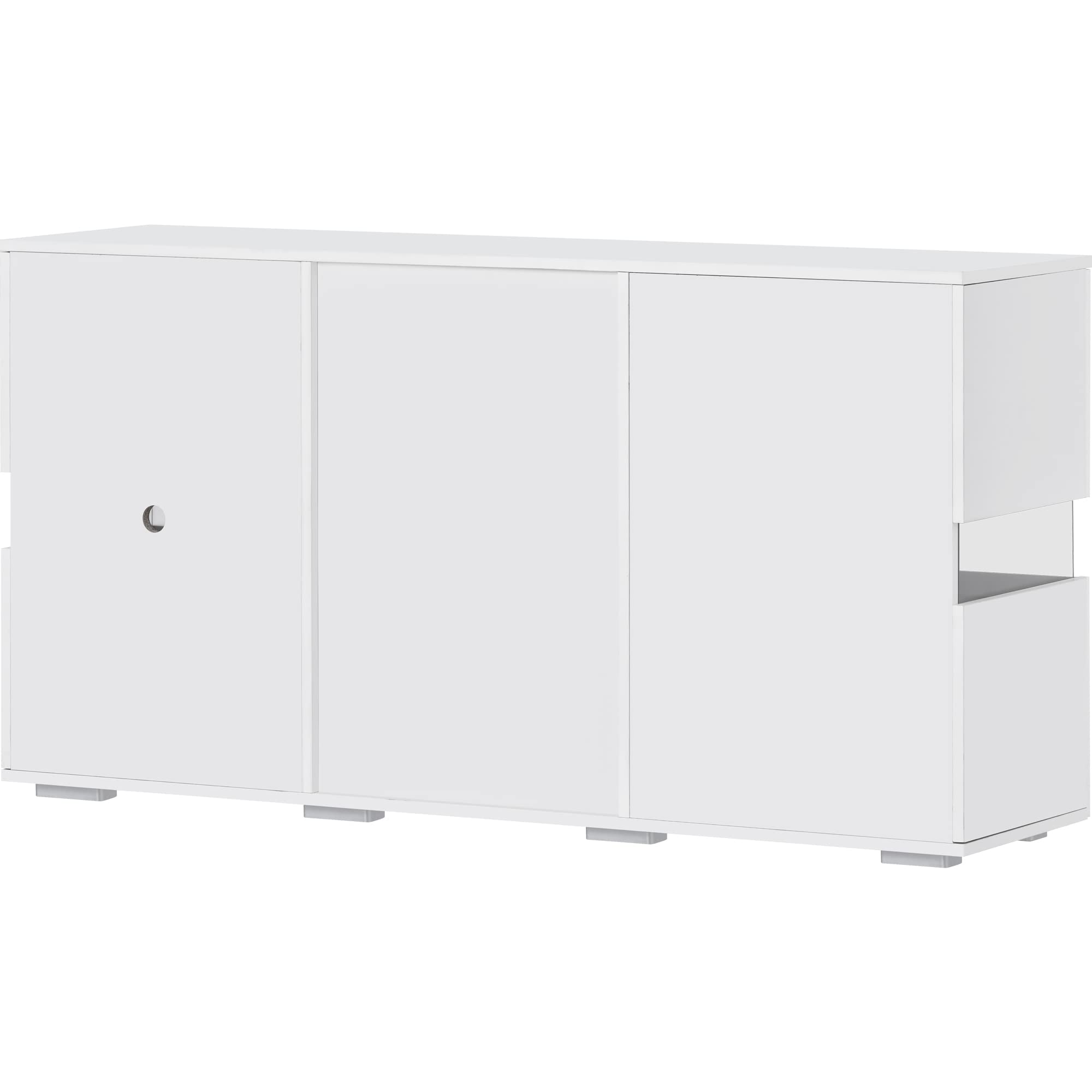Merax Buffet avec Lampe LED - Meuble de Rangement - Meuble d'appoint avec Beaucoup d'espace de Rangement - Buffet Moderne avec tiroir et Portes - pour Salle à Manger, Salon, Cuisine, 140cm