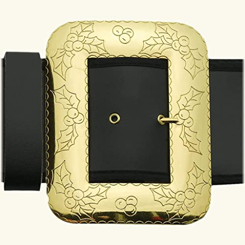 Halco Santa Belt with Decorative Cast Buckle Size XL 56-64 Black 3.5" Wide Naugahyde Gilt Buckle Prong 6 Eyelets Deluxe Quality4