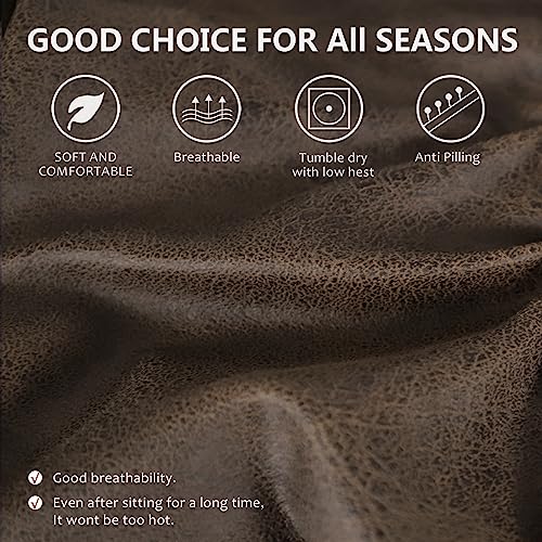 Image of ANARACHON Leather Look Loveseat Recliner Covers Stay in Place 6-Piece Recliner Sofa Slipcover 2 Seater Reclining Couch Cover Furniture Protector Spandex Fabric Washable (Recliner Loveseat, Brown)