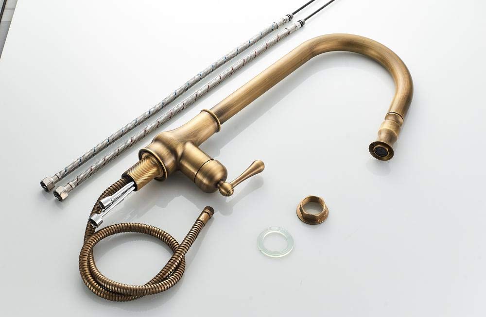 Grifo de cocina extraíble giratorio de 360 grados, dorado/cromo/metal/negro, boquilla de arco alto, mezclador moderno para fregadero, accesorios de cocina, versátil y duradero