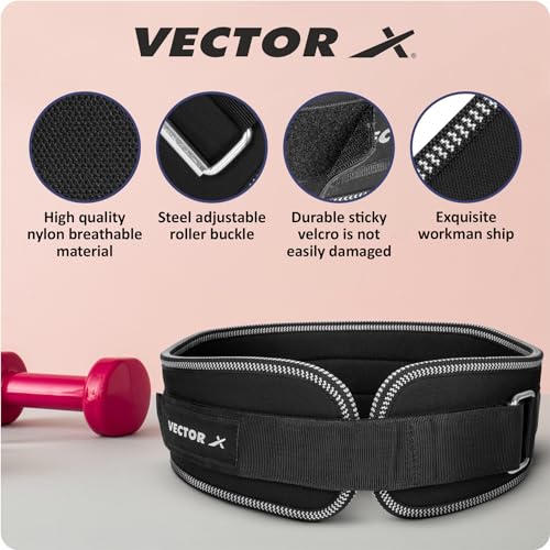 Image of Vector X Level Up 5 Inch Weight Lifting Gym Belt Quick Locking Gym Belt Fitness Weightlifting Belt for Squats, Weightlifting and Strength Training (Black,XL)