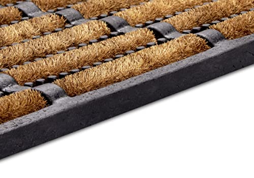 Hanse Home Brushes Fußmatte Kokos und Gummi 40x60cm – rutschfeste Schmutzfangmatte für Innen und Außen, Fußabtreter mit Kokosbürsten Türmatte Wetterfest Schmutzabtreter Outdoor – Schwarz Natur