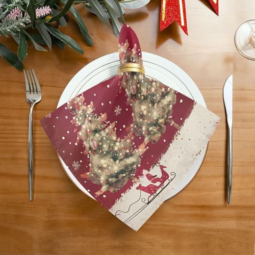 Servilletas de tela navideñas set de 6 multicolor 20x20 pulg miniatura 3