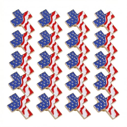 Image of ABOOFAN 20PCS American Flag Lapel Pins, Patriotic Cross Enamel USA Flag Pin with Butterfly Clutch for Men Women, Red White Blue Patriotic Brooch Gift for Veterans Day Memorial Day 4th of July