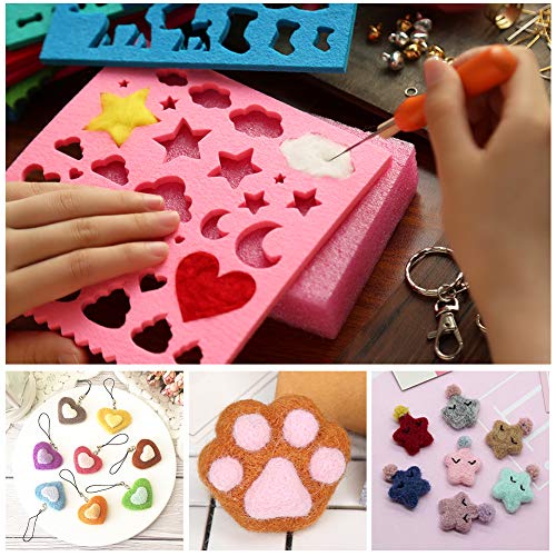 Needle Felting Kit, Wool Felting Kit, Wool Roving 50 Colors Set for Needle Felting, Needle Felting Kit with Fibre Wool Yarn Roving, Felting Needles, Wool Felt Mold, Felting Tool Instruction - Thumbnail 2