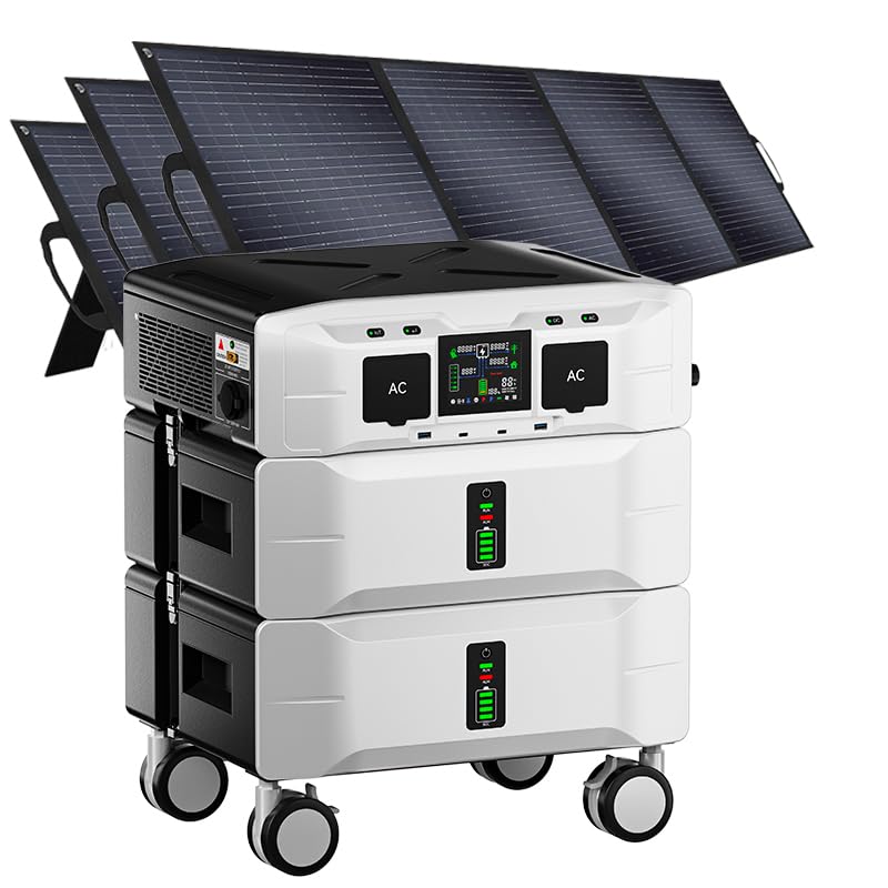 IEE SP5000 Portable Power Station Solar Generator with 3 200W Panels Included 5000W Peak 9000W 5120Wh EV-Grade LFP