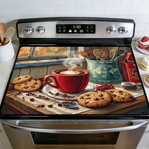 Image of BVBOX Stove Top Cover for Electric Stove, 28 inch x 20 inch Glass Cooktop Protector Mat with Hanging Loops, Anti-Scratch Non-Slip Dish Drying Mat, Washable Countertop Pad