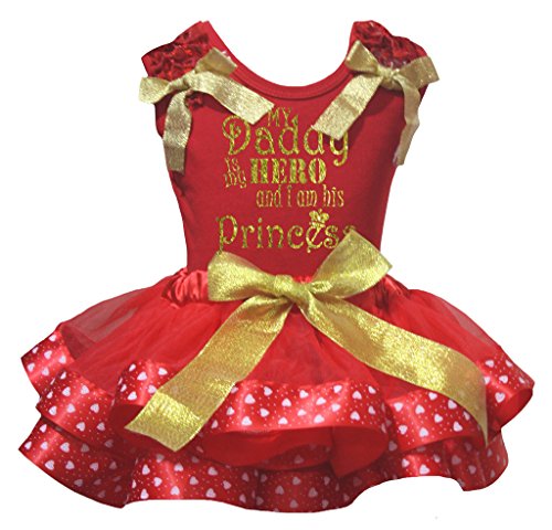 T-shirt bébé Papa mon héros avec jupe pétale pour fête et Saint-Valentin