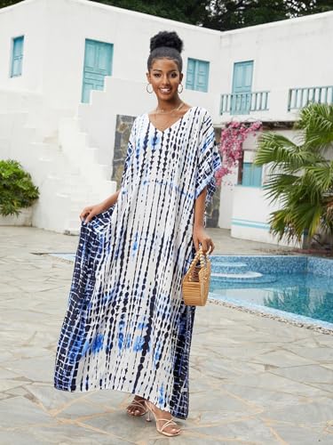Image of Kaftan Dresses for Women Plus Size Bathing Suit Cover up Caftan Maxi Beach Dresses