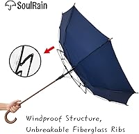 Vista 5 de 48" Arc Classic Wood Handle Umbrella Auto Open Windproof clear Unbreakable Stick Rain Umbrella