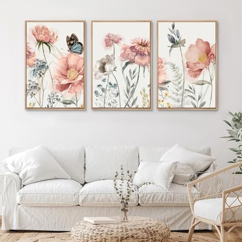 Peintures sur toile fleurs et papillons pour raviver un mur vide