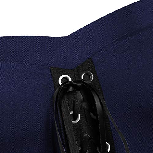 Vestido feminino de malha com cadarço, ombro vazado, manga de lanterna gótica para cosplay, fantasia