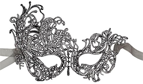 Luxury Mask Women's Stunning All Silver Lace Masquerade Mask Swan - //coolthings.us