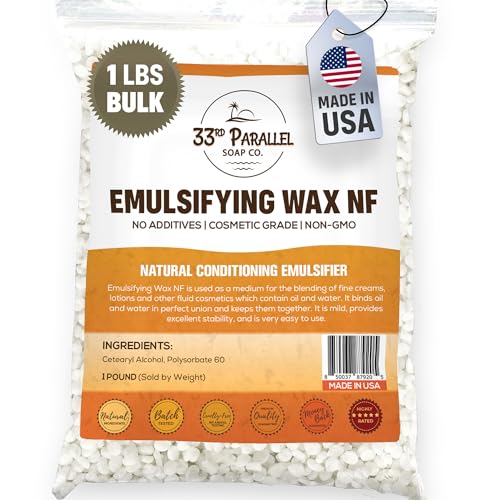 Non-GMO Emulsifying Wax NF Pastilles (1 LBS / 16 OZ) 100% Natural Plant Derived | For Lotions Creams Soap Making Hair Products | Cosmetic Grade | Product of USA | 1 POUND