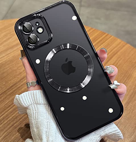 Jueshituo Magnetic Clear For Iphone 11 Case With Exlusive Build-In Camera Cover [No.1 Strong N52 Magnets] [Compatible With Magsafe] For Women Girls Phone Case (6.1")-Black #TOP9