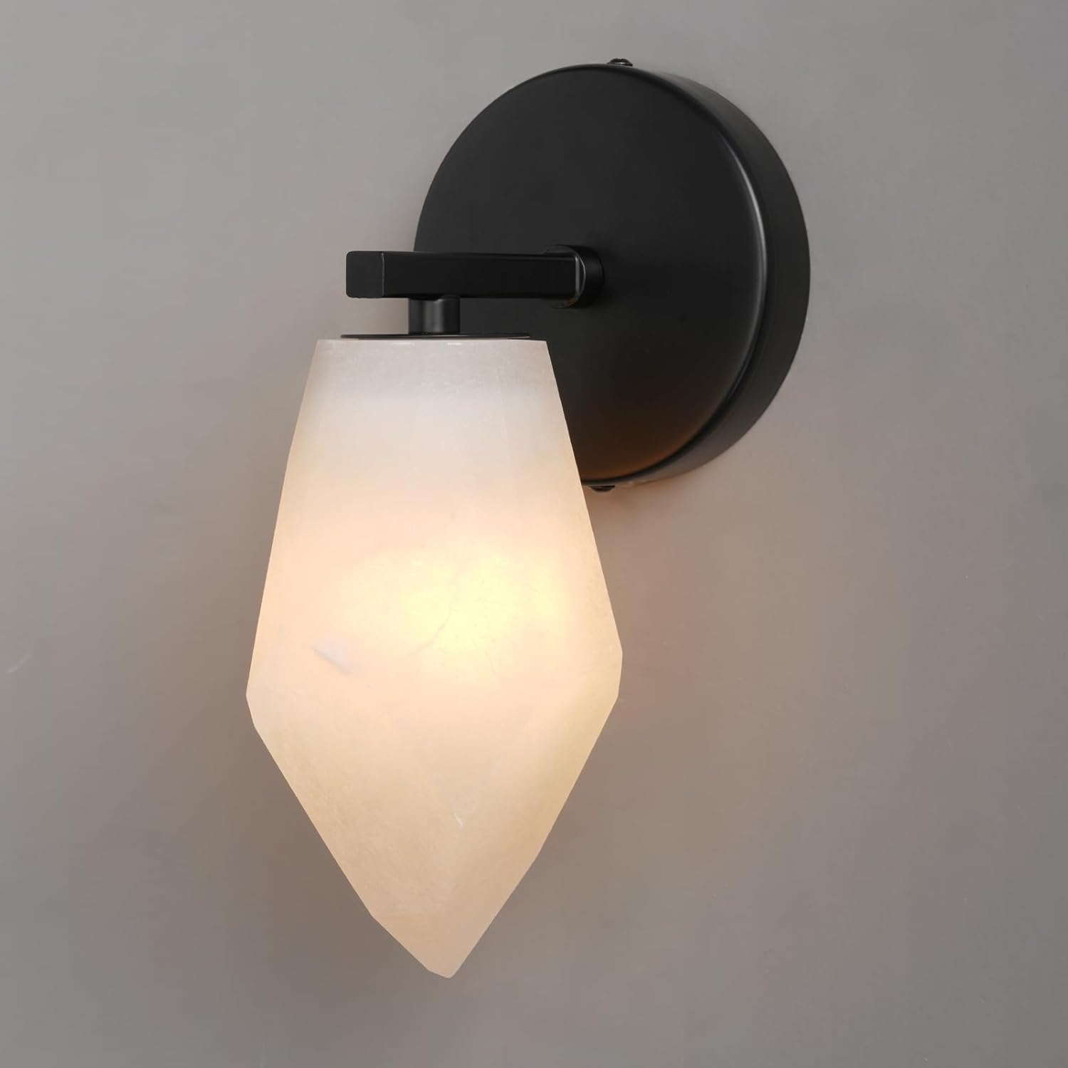 Alabaster Wall Sconces, Black Alabaster Sconce, Spanish Natural Marble Wall Sconce Lamp Indoor, Modern Sconces Lighting for Bathroom Living Room Bedroom Stairs Hallway