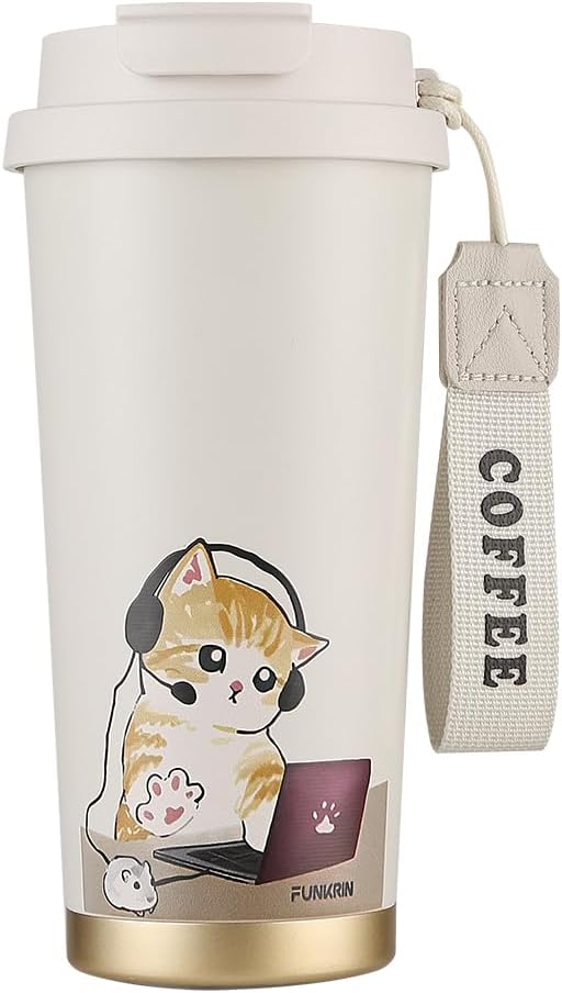 - Coffee Travel Mug with Straw & Flip Lid, 16oz Insulated Tumbler Cup with Ceramic Coating, Double Wall Vacuum Leak-Proof Mug for Office School Party Camping
