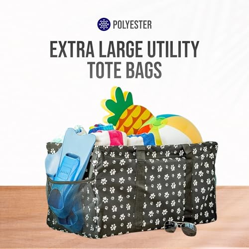 Image of Extra Large Utility Tote Bag - Oversized Collapsible Pool Beach Canvas Basket