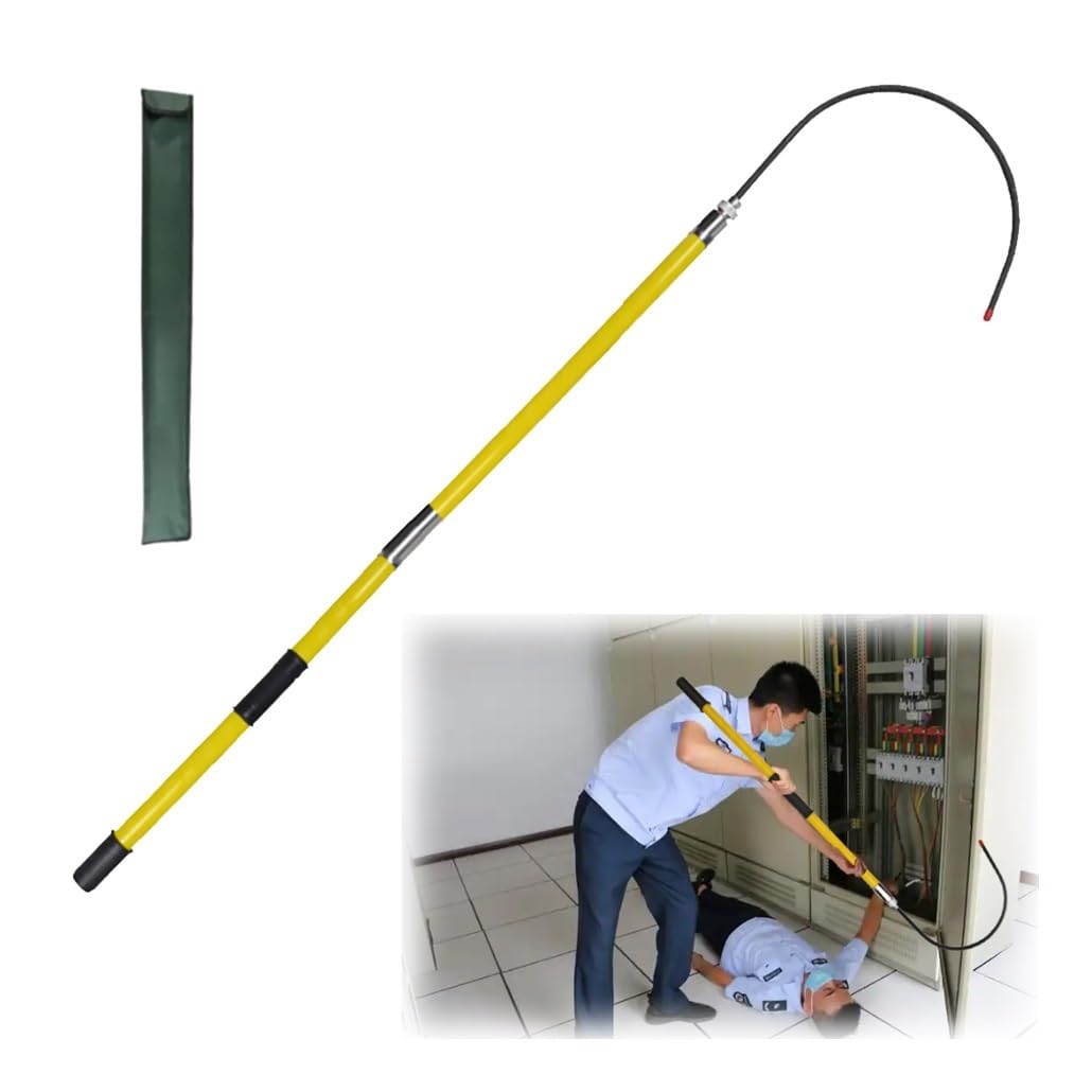 MSHGSKU High Voltage Insulated Rescue Hook - Yellow Detachable Anti-Electrocution Safety Tool for Electrical Emergencies at Home & Factory (1pc, 3.0m/9.8ft)