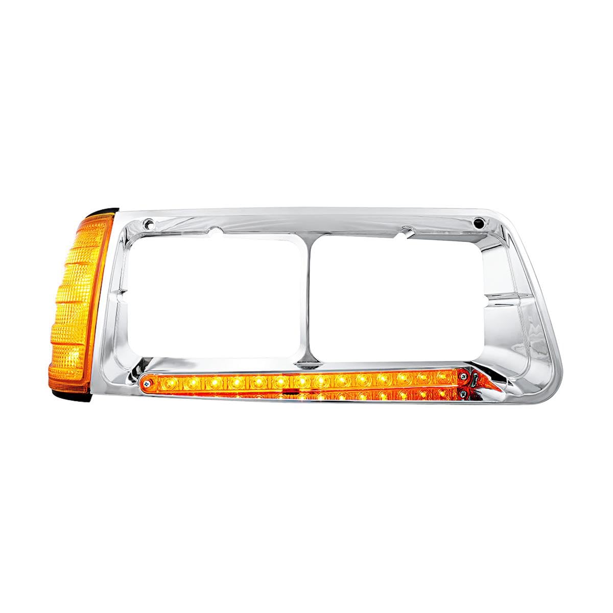United Pacific 32495 Headlight Bezel, 14 LED, with Turn Signal, Amber LED/Amber Lens, for Freightliner FLD