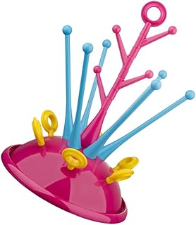 Estante Secador de Biberones para Bandeja Base Antideslizante y Soporte Forma de Ramas Secado Natural Seguro para Botellas y Accesorios Color Rojo