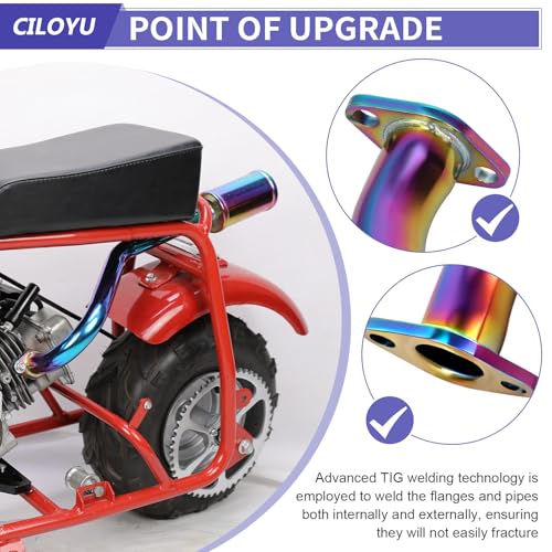 Image of Central Long Mini Bike Exhaust Header Pipe Muffler Kit Compatible with Coleman CT100U GMB100 79cc 3HP Engine 154F 3.0HP Predator 98cc GPS Rascal 98 Lite Minibike Parts Colorful