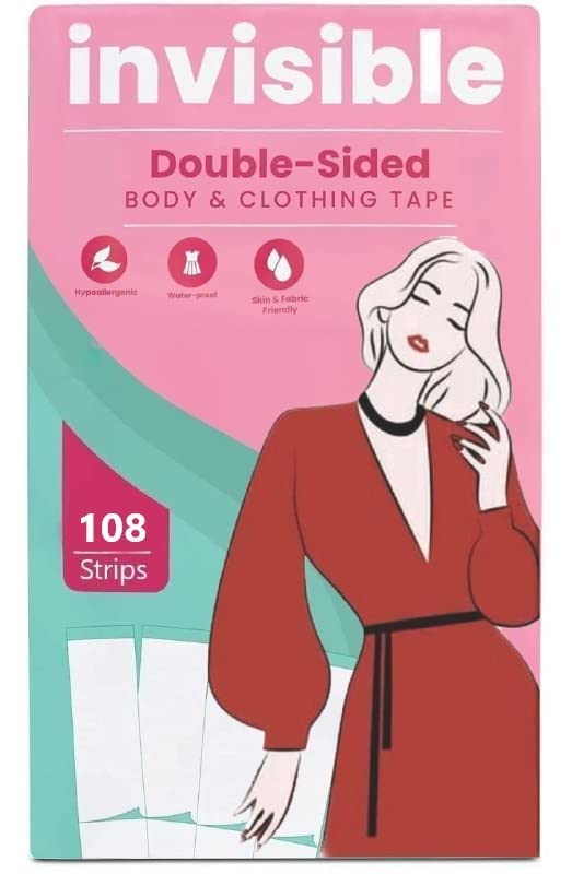 Double Sided Tape for Fashion Clothes Skin Fabric Tape & Body Tape | Strong Multi Use Transparent Clear Color | Fabric and Skin Friendly for All Skin Shades (108)