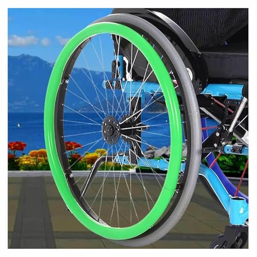 FBMCKPRZ ハンドプッシュ保護カバー, 22/24インチ 車椅子用タイヤカバー, 滑り止め耐摩耗性 シリコン車椅子プッシュリムカバー, さまざまな色をご用意しています 車椅子用タイヤカバー,green-24inX2pc