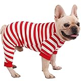 Uadonile Dog Christmas Pajamas Small,95% Cotton Thermal Boy Girl Puppy Chihuahua Jumpsuit,Comfortable Red-White Striped PJS,Red Striped XS