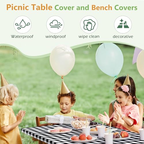 Nimalpal Picnic Table Cover with Bench Covers and Bag, Camping Essentials Camping Table Cover with Elastic Edges, Fitted Rectangle Tables and Seats, 72x30 Inches 3 Pcs Set (Black) by Nimalpal - Image 6