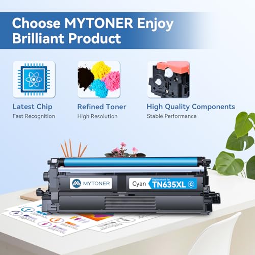 Image of MYTONER Compatible Toner Cartridge Replacement for Brother TN635XL TN-635XL TN635 for HL-L8430CDW HL-L8430CDWT HL-L8570CDW MFC-L8730CDW MFC-L8930CDW MFC-L8970CDW MFC-EX575 Printer (4 Pack, B /C /M /Y)