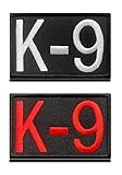 2 Pieces Military K9 Police Army Service Dog Hook and Loop Fully Embroidered Tags Emblem Tactical Patches for Attach to Collar Vest Harness Clothes